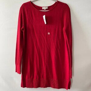 NWT Loft Outlet Womens Red Long Sleeve Modern Tunic Pullover Sweater Size M